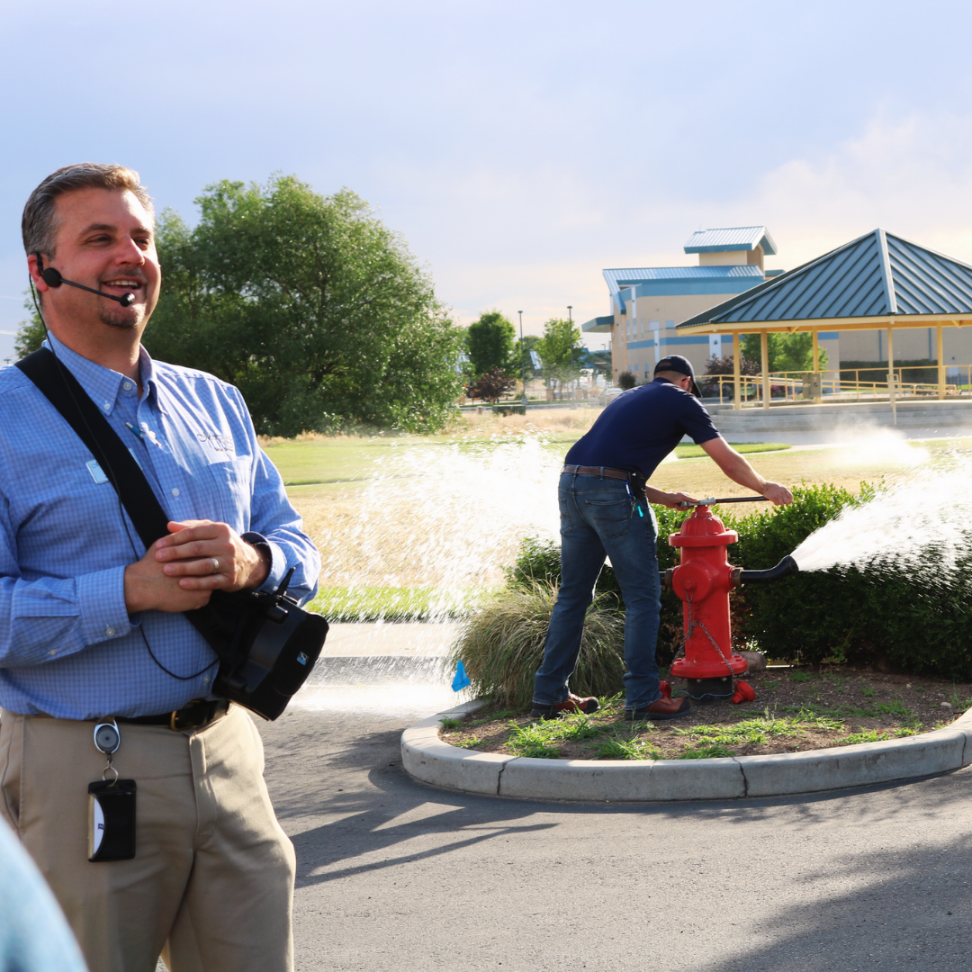 Fire hydrant demonstration on the Go with the Flow Tour